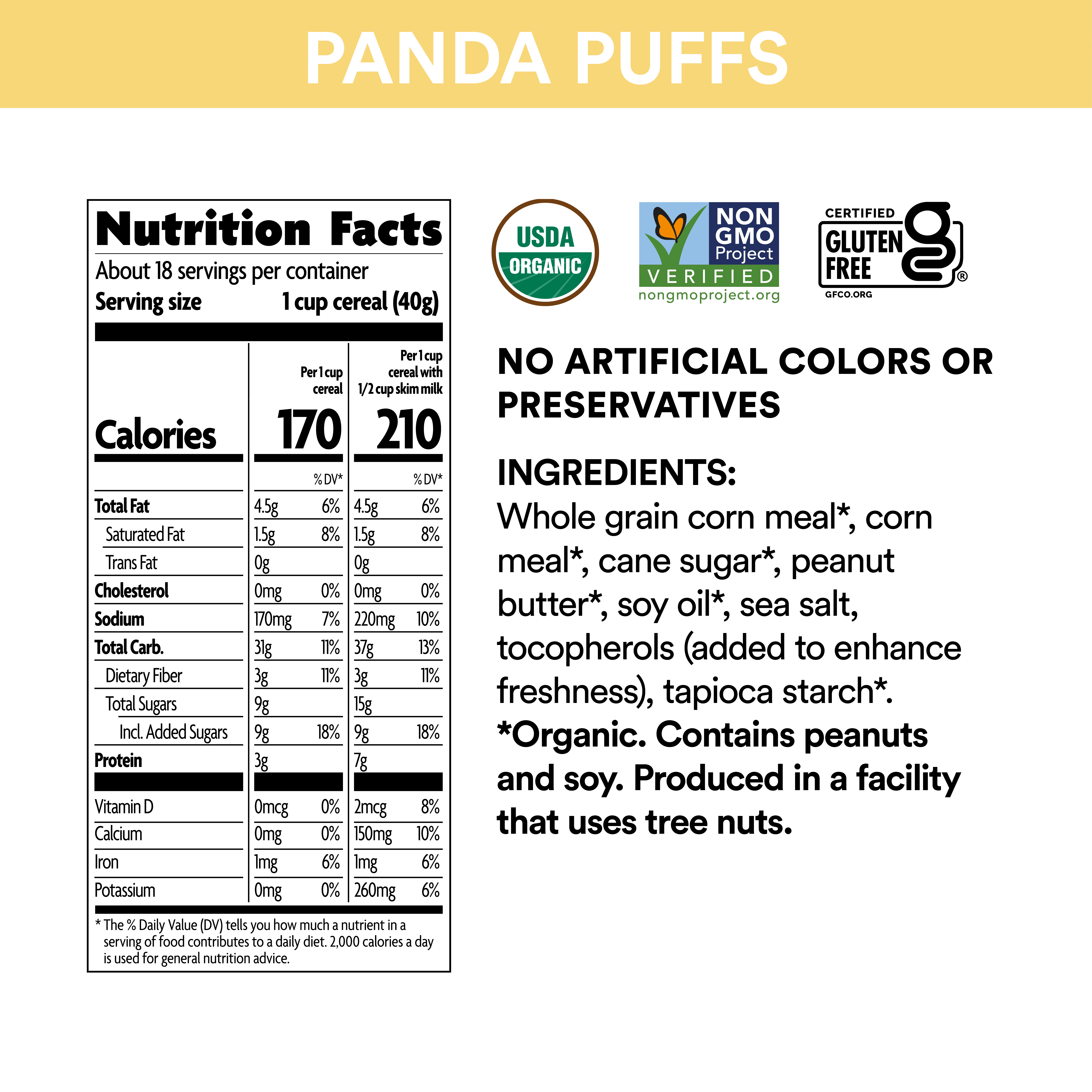 Nature's Path EnviroKidz Organic Panda Puffs Cold Cereal 10oz Box