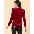 thumbnail image 4 of Unique Bargains Women's Velvet V-Neck Long Sleeve Metallic Shiny Star Blouse, 4 of 5