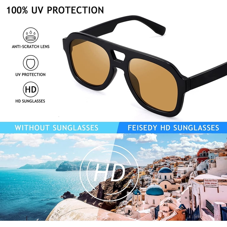 FEISEDY Vintage Aviator Sunglasses Double Bridge Women Men  display picture 1