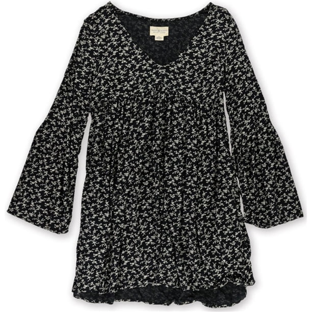 Ralph Lauren Womens Bell-Sleeve Empire Vestido, Negro, XS