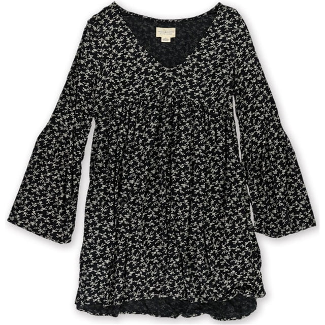 Ralph Lauren Womens Bell-Sleeve Empire Vestido, Negro, XS