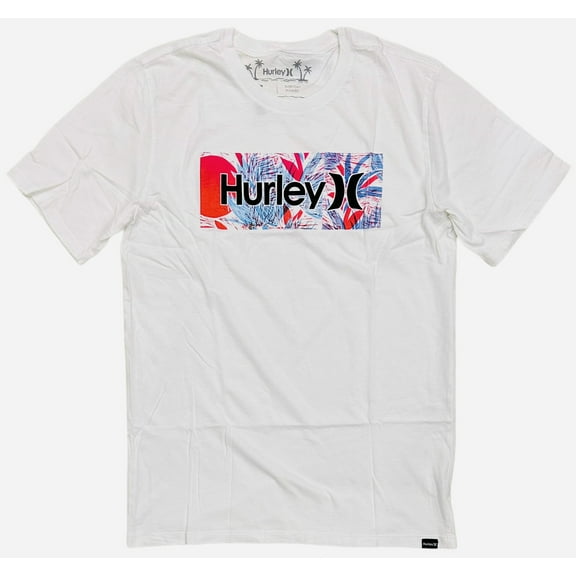Hurley Men's Everyday Washed Floro Boro Short Sleeve Tee T-Shirt (Small, White)