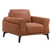 New Classic Furniture Como Solid Wood and Leather Chair in Terracotta Brown