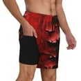 thumbnail image 2 of KLL Abstract Red Textured Canvas for Mens Swim Trunks Quick Dry Swim Shorts with Built-in Compression Liner Funny Swimwear Bathing Suits-Large, 2 of 6