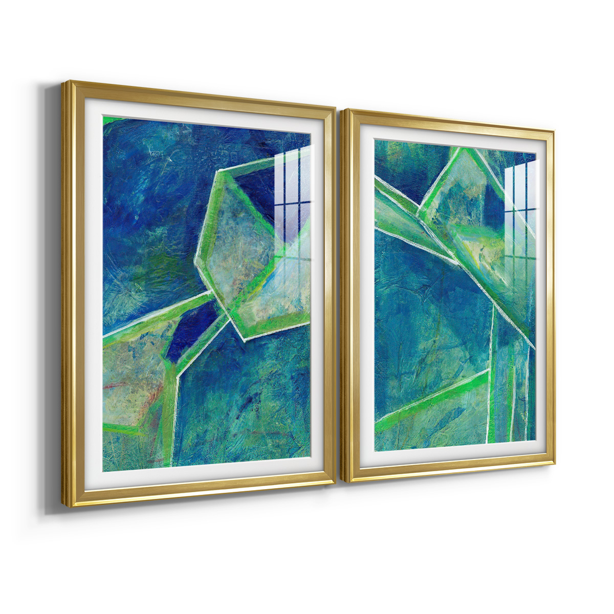 Wexford Home Geometric in Cool III Premium Framed Print, 30.5" x 42.5" - Ready to Hang, Gold (Set of 2)