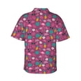thumbnail image 3 of Uemuo Summer Flamingo Printed Regular Fit Short Sleeve Casual Hawaiian Shirt for Men,Aloha shirt,Tropical shirt,Floral print shirt,Vacation Beach shirt-, 3 of 9