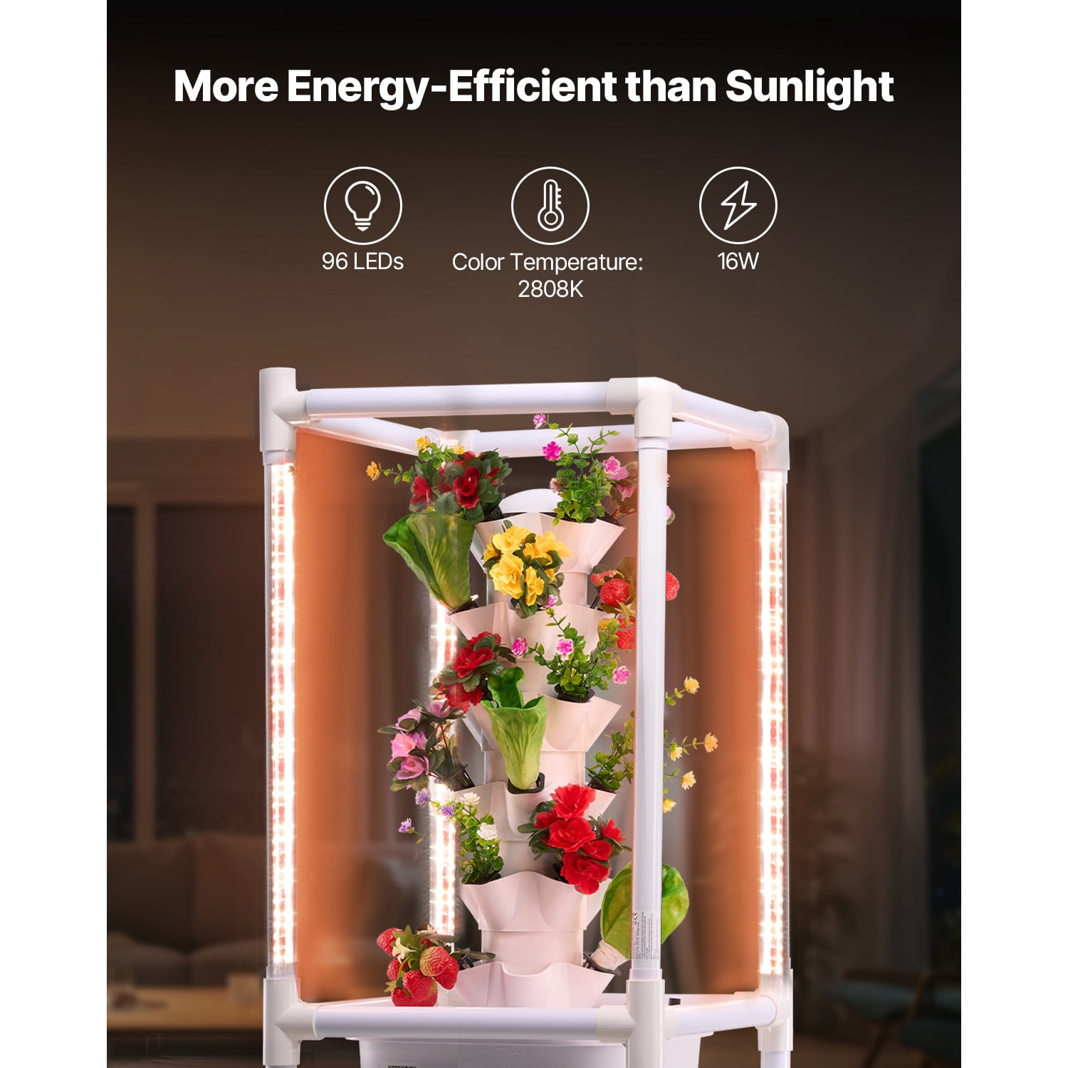 KFFKFF Hydroponic Cultivation Setup with Illumination, 30 Slots 6-Level Hydroponic Pillar, Domestic Water-Based Garden with Fluid Pump, Seed Sprouting Set for Indoor Greens, Fruits, and Veggies