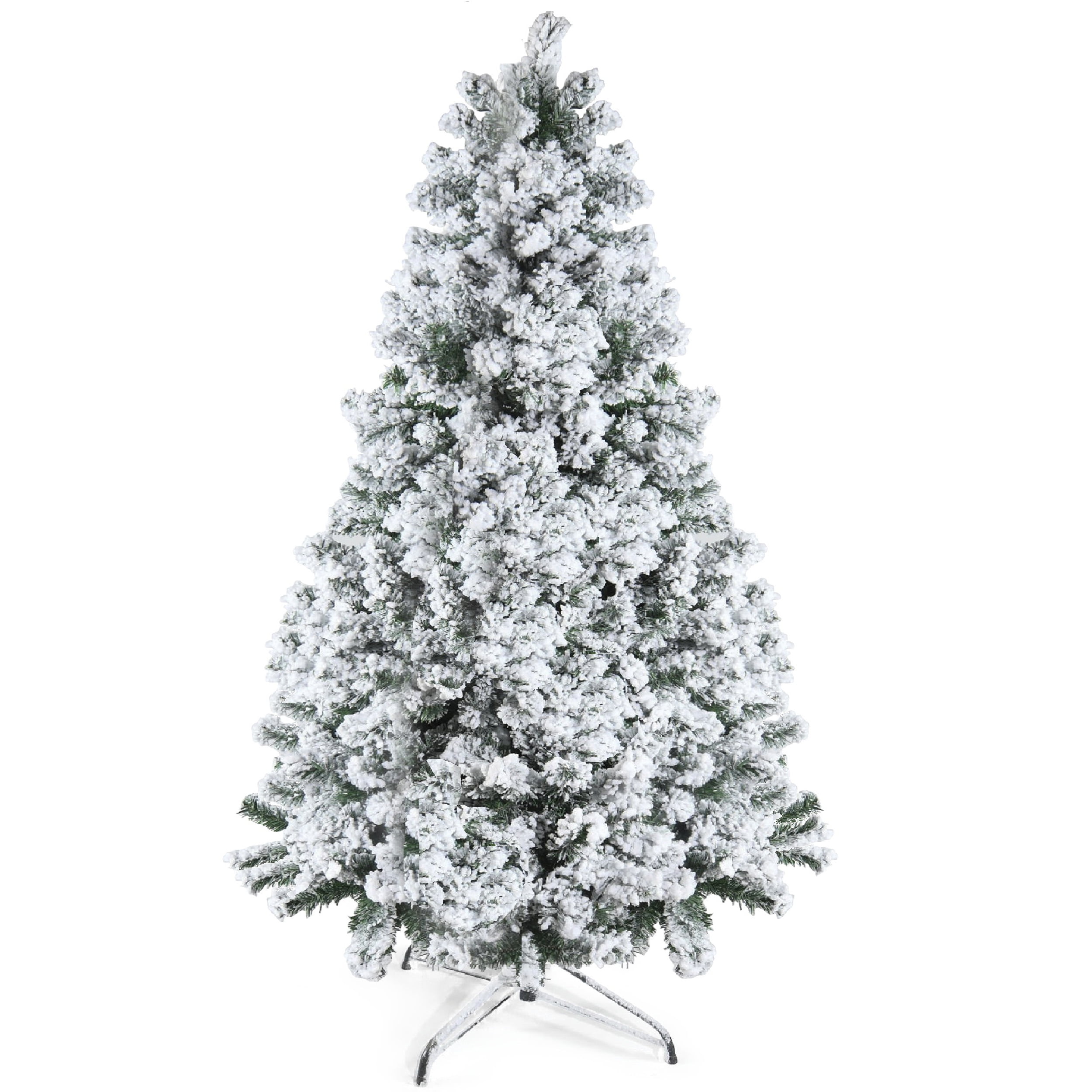6 Feet Snow Flocked Christmas Tree Premium Artificial Spruce Hinged