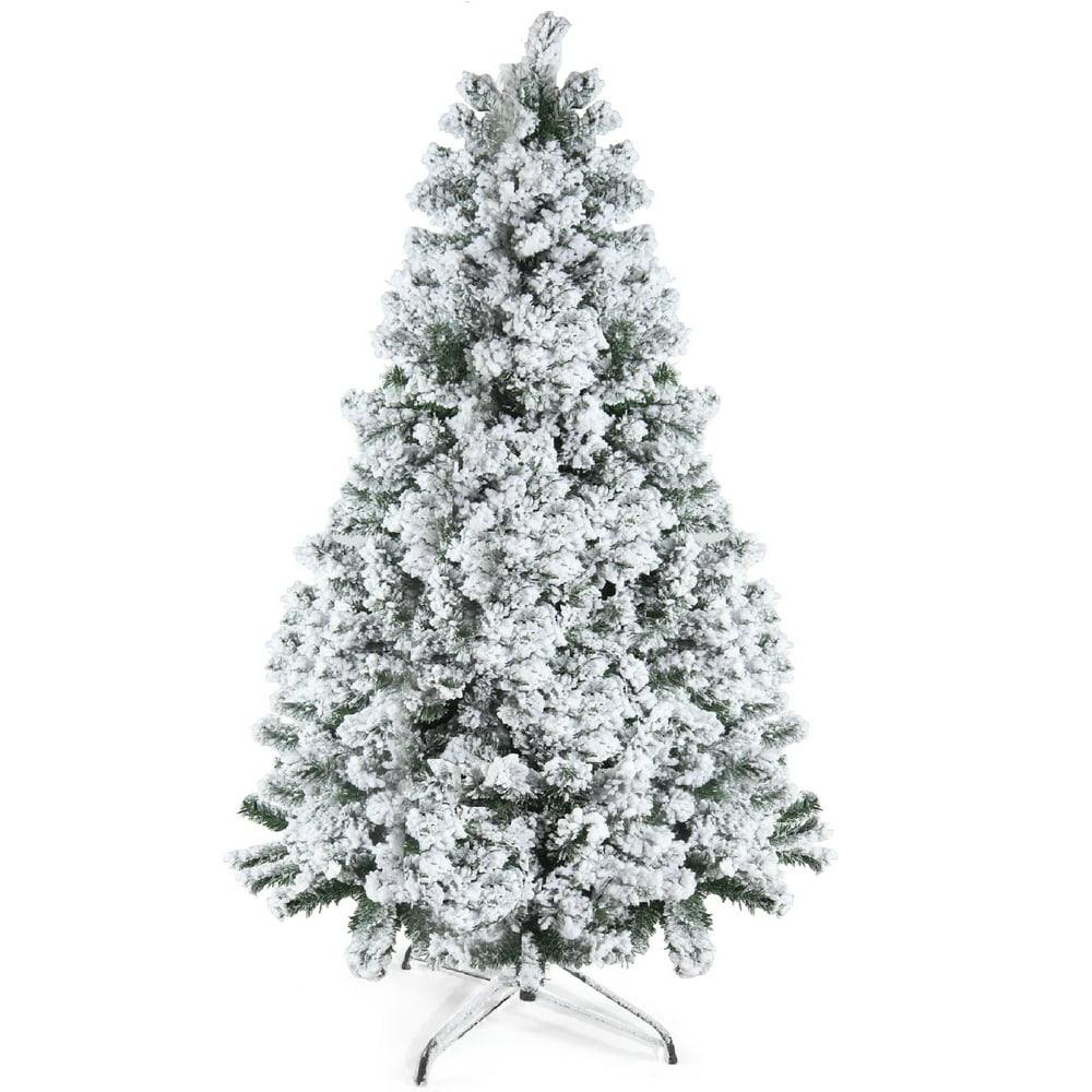 6 Feet Snow Flocked Christmas Tree Premium Artificial Spruce Hinged