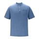 thumbnail image 4 of Blusas y camisas de manga corta con cuello redondo para hombre, blusas/camisetas casuales de verano a la moda de color liso con cuello redondo para hombre., 4 of 6