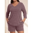 thumbnail image 4 of Daystry Womens Plus Size Pajama Sets 2 Piece Summer 3/4 Sleeve Tops Shorts with Pockets for Lounge Sleepwear L-4XL, 4 of 9