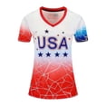 thumbnail image 4 of USA Shirts for Women American Graphic T-Shirts USA Flag Print Casual Short Sleeve Tops, 4 of 4