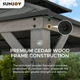 Sunjoy 12x20 ft. Wood Gazebo, Outdoor Patio Steel Hardtop Gazebo, Cedar Framed Wooden Gazebo