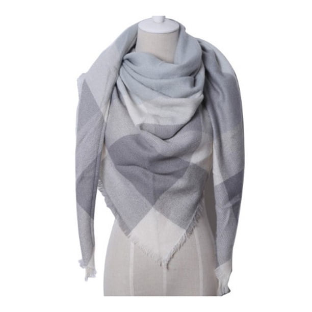 Qarigey Bufanda grande suave de invierno para mujer, chal envolvente a cuadros, capa a cuadros, bufanda grande Triangular Ropa, zapatos y accesorios Miscelánea gris