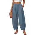 thumbnail image 2 of Linen Barrel Pants Women Cotton Palazzo High Waisted Balloon Pants Summer Casual Beach Boho Wide Leg Baggy Trousers, 2XL, 2 of 7