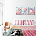 thumbnail image 5 of Unicorn Wall Decor Mermaid Flamingo Inspirational Framed Wall Art Prints Pink Horse Flower for Living Room Girls Room Decoration Pink Home Wall Decoration Girls Room Kids Bedroom Gift 3 Panels, 5 of 8