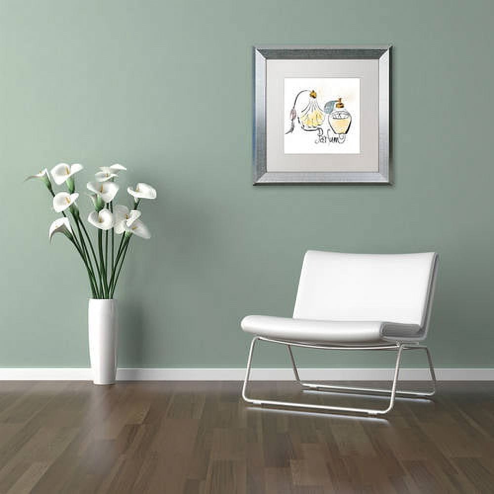 Trademark Fine Art "Perfume Bottles" Canvas Art by Lisa Powell Braun, White Matte, Silver Frame