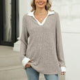 thumbnail image 2 of YABCSAZ Womens Sweatshirt Oversized Long Sleeve V Neck Tops Solid Color Loose Casual Shirt 2024 Trendy Clothes Pullover Tunic T-Shirts, 2024 Clothes Basic Going Out Tops, 2 of 9