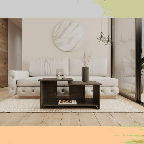 Sturdy Coffee Table with Spacious Design|Black, Four Legs, One Shelf