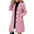 thumbnail image 7 of Vixolx Womens Mid Length Coat Notched Lapel Single Breasted Overcoat with Patch Pockets Fall Winter Business Casual Outerwear, 7 of 7