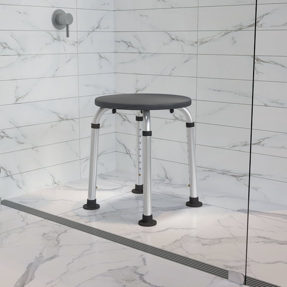 Emma Oliver Tool-Free 300 Lb. Capacity, Adjustable Gray Bath & Shower Stool