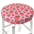thumbnail image 3 of Honeii Cartoon Strawberry Bar Stool Covers – Perfect Fit for 12" to 14" Round Stools, Crease-Resistant, Stretchy, Washable & Dustproof Seat Slipcovers-13 inch, 3 of 7