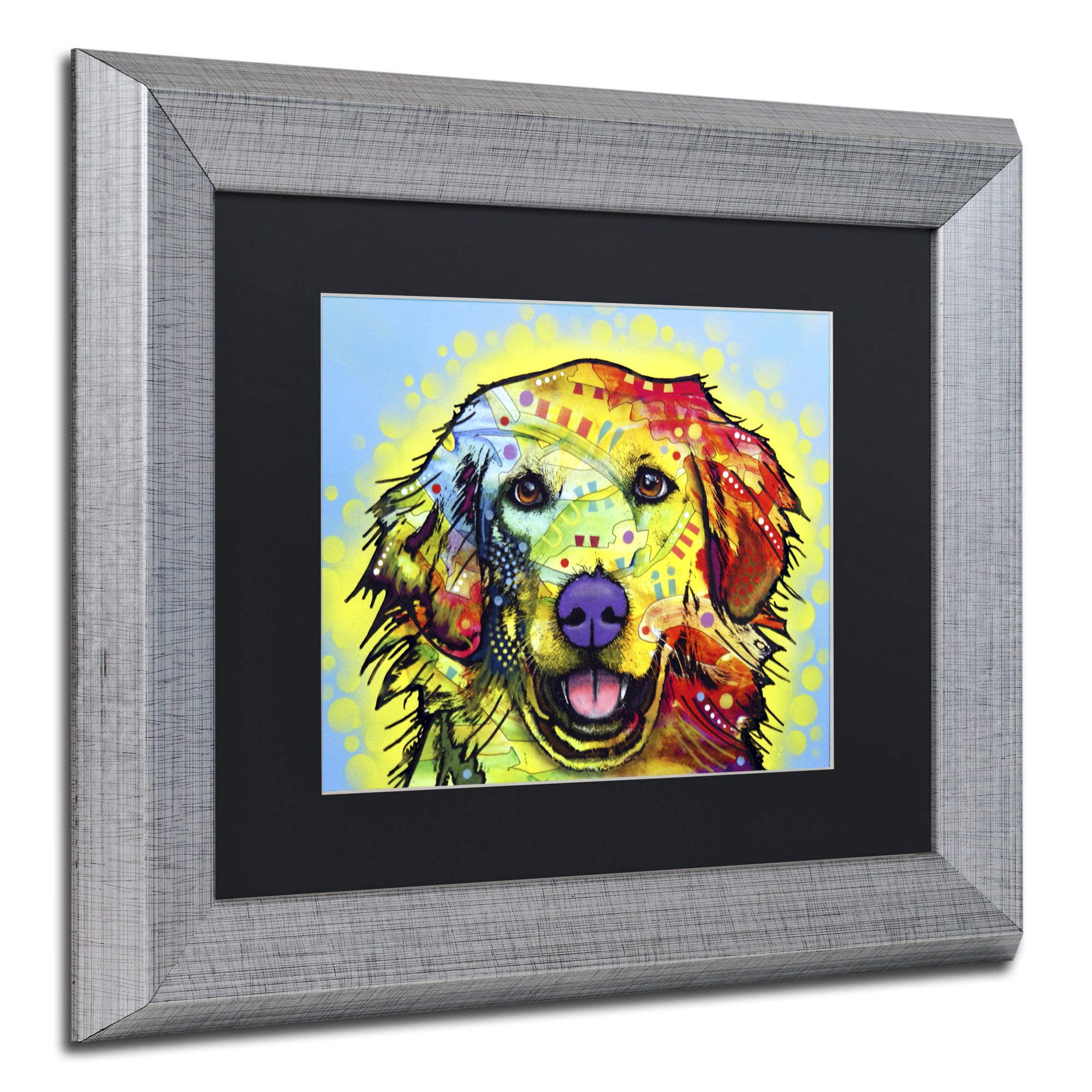 Trademark Fine Art "Golden Retriever" Canvas Art by Dean Russo, Black Matte, Silver Frame