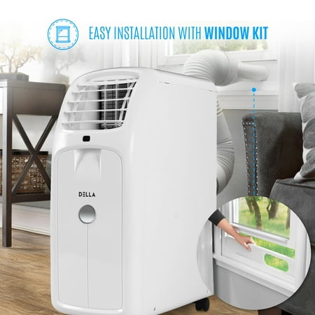 DELLA 8,000 BTU 115V Portable Air Conditioner Cooling Fan Dehumidifier w/ LCD Display and Remote Control, UL