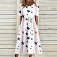 thumbnail image 2 of Women's 250th Anniversary Independence Day Round Neck Casual Dress with Pockets Short Sleeve Patriotic Printed Summer Tunic Watermelon Red XXL, 2 of 6