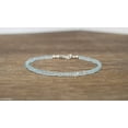 thumbnail image 2 of Aquamarine 2.5mm Rondelle Shape Faceted Cut Beads 7 inch Silver Plated Clasp Bracelet for men, women, unisex. Link Chain Stacking Bracelet.|LINK_00665, 2 of 3