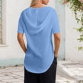 thumbnail image 5 of Scyoekwg Women's V Neck Hoodies Short Sleeve Drawstring Pullover Tops with Pocket Summer Casual Loose Blouses (Sky Blue,XL), 5 of 6