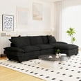 thumbnail image 2 of Muumblus 108" Modular Sectional Sofa with Ottoman, L-Shaped Couch with Chaise, Corduroy Sleeper Couch for Living Room, Black, 2 of 11