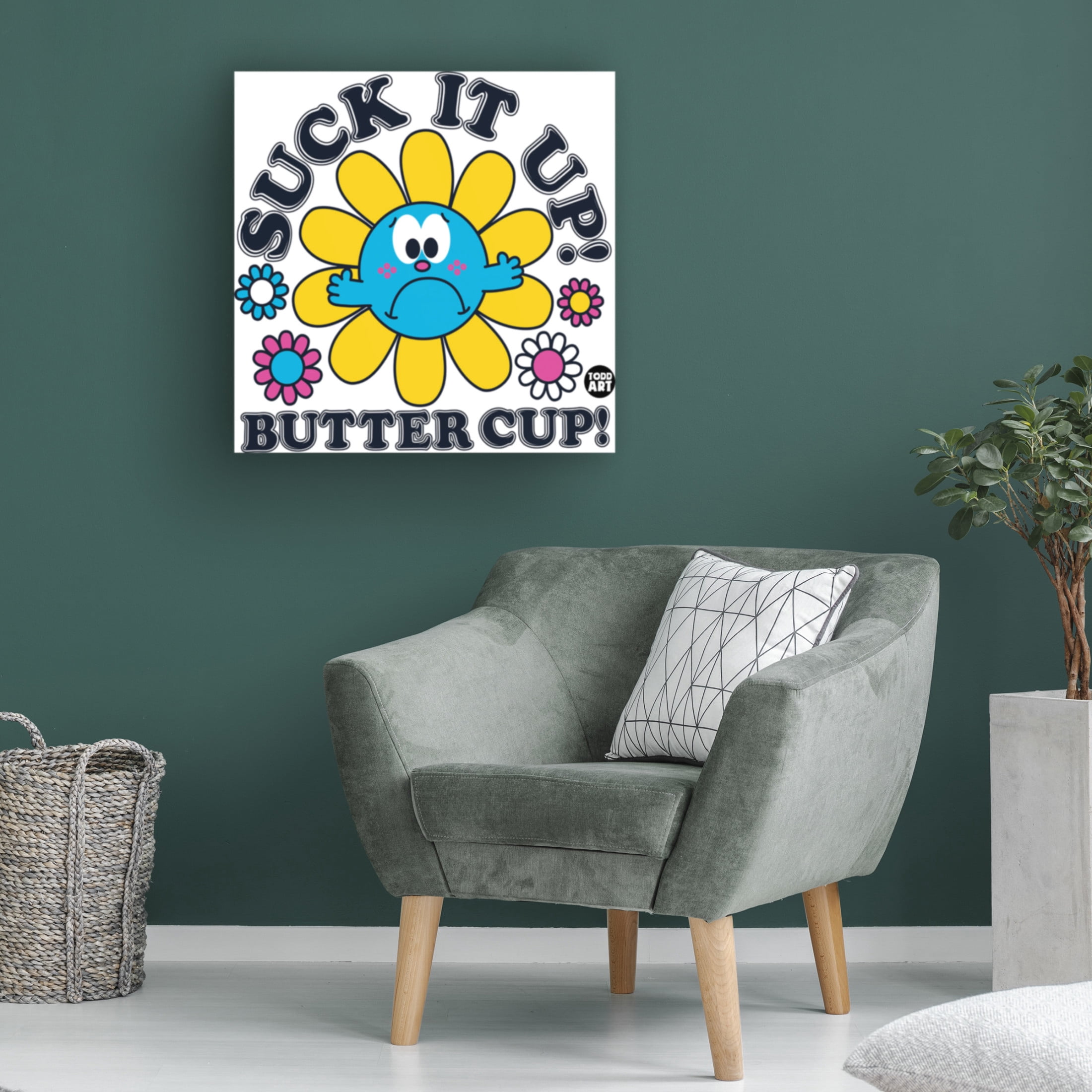 Canvas Wall Art - toddart 'Funshine Buttercup' Wall Art for Living Room, Bedroom, or Office Décor by Trademark Fine Art - 18 x 18 Inches