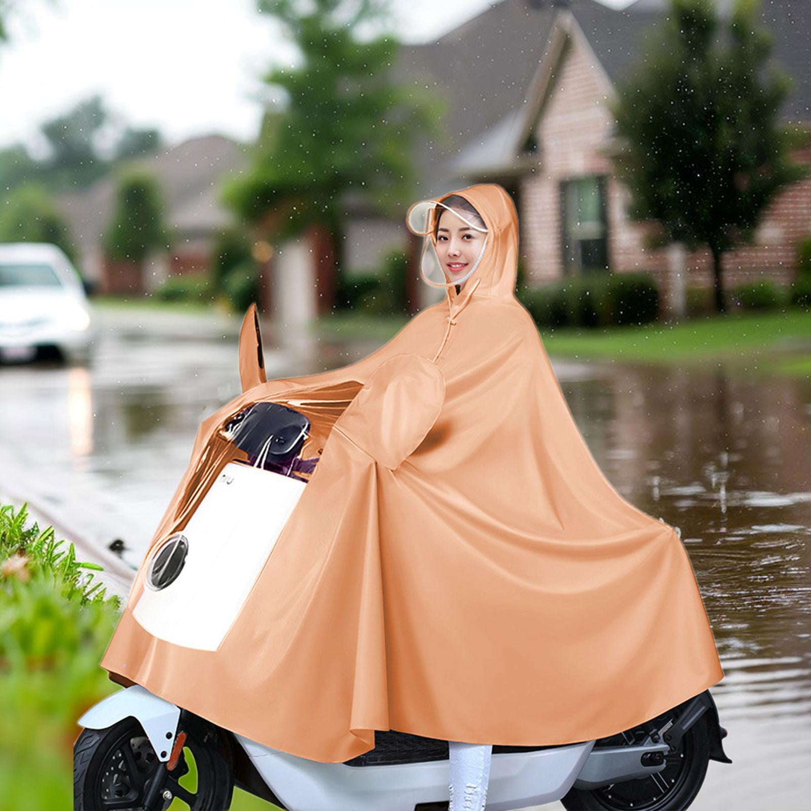 Wswqop Cycling Hooded Rain Cover Bike Full Body Long Raincoat Windproof Motorcycle Rain With Mirror Cover