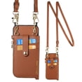 thumbnail image 3 of SaniMore for iPhone 15 Pro Case, PU Leather Removeable Zipper Purse with Card Slots Crossbody Lanyard Shockproof Bumper Anti-drop Love Heart Stylish for Girls Women Wallet Cover, Brown, 3 of 10