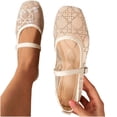 thumbnail image 5 of RoamHome Women's Mary Jane Ballet Flats Rhinestone Square Toe Comfortable Slip-On Adjustable Casual Dressy Flat Shoes for Daily Work Party, 5 of 9