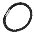 thumbnail image 1 of de cuero negr hombre con hebil de acero inoxidable Moda 5mm Sunnimix Pulsera trenzada de la PU, 1 of 8
