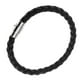 thumbnail image 1 of de cuero negr hombre con hebil de acero inoxidable Moda 5mm Sunnimix Pulsera trenzada de la PU, 1 of 8