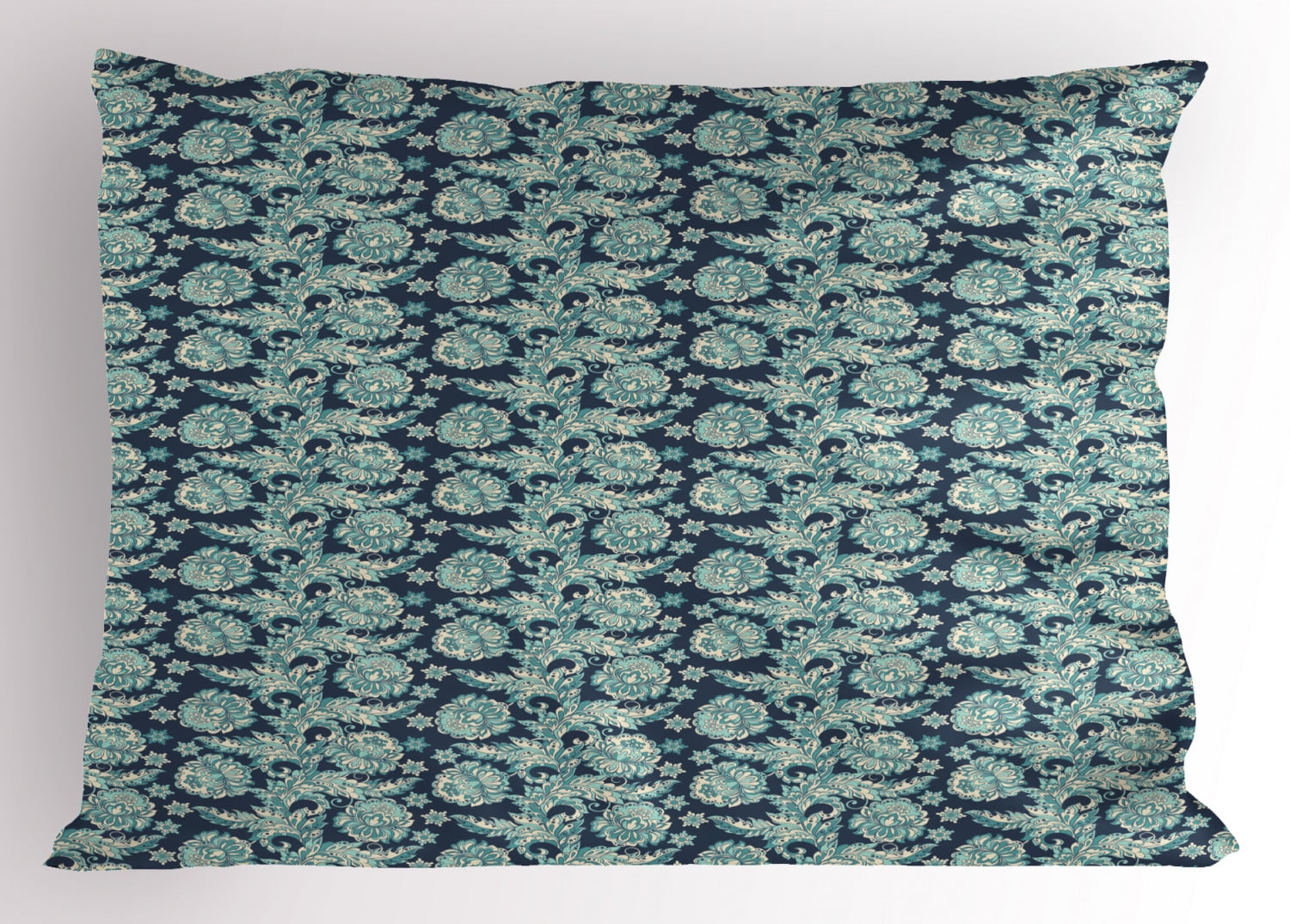 Ambesonne Blue Oriental Microfiber Pillow Shams, King