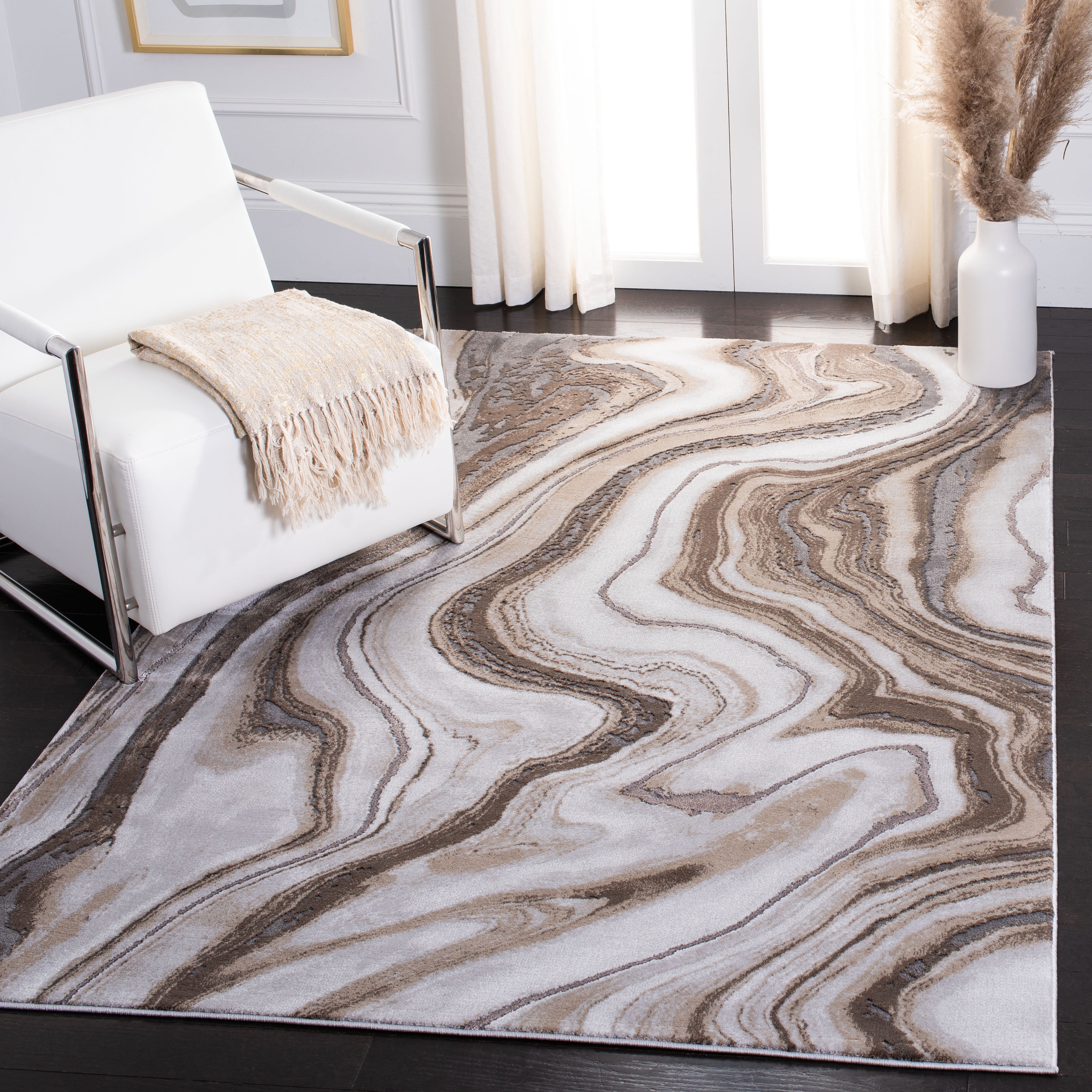 Safavieh Craft Angjelko Abstract Area Rug, Gold/Gray, 5'3" x 5'3" Square