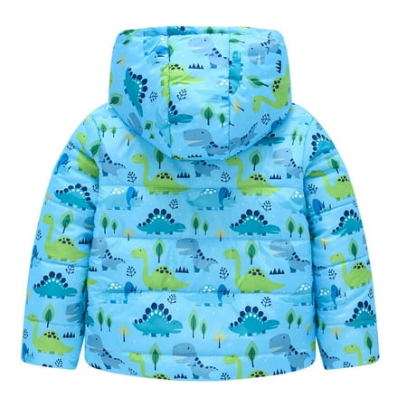 

QWERTYU Toddler Baby Child Children Kids Boy Girls Hooded Long Sleeve Puffer Jacket Padded Zip Up Fall Winter Outerwear Print Pockets Coat 1Y-6Y