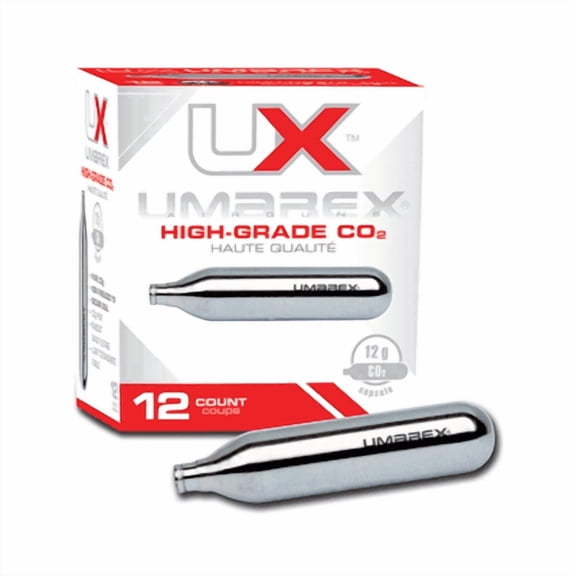 Umarex 12 Gram CO2 Cartridges for Airguns and Paintball Guns, 12 Pack