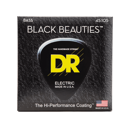 DR Strings Black Beauties-Black Coated Bass Guitar Strings 45-105 BKB-45