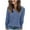 Blue, variant on Diufon Womens Casual Sweaters Fall Solid Color Knit Blouses V Neck Long Sleeve Pullover Top
