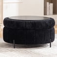 thumbnail image 5 of Arouseden 31" Black Round Storage Ottoman with Tray, Large Round Ottoman Coffee Table with Storage,Chenille Circle Ottomans,Big Round Ottoman with Storage for Living Room, 5 of 7
