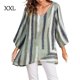 thumbnail image 2 of Qarigey Camiseta de mujer Blusa suelta de manga larga Top de rayas con cuello en V de otoño Prendas para la parte del cuerpo Verde XXL, 2 of 4