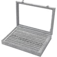 thumbnail image 1 of HOMEWE Caja de almacenamiento de anillos de terciopelo - Soporte para joyas con tapa de vidrio transparente que se sostiene hasta la bandeja de la caja de exhibición - Anillos, aretes, colgantes y, 1 of 5