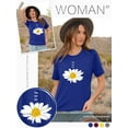 thumbnail image 3 of Xuanfei Women Daisy Floral Letter Print Short Sleeve Crew Neck T-Shirt, 3 of 6