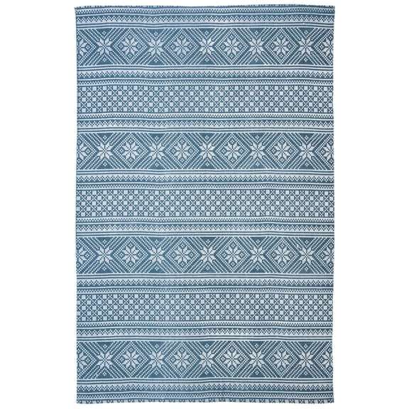 SAFAVIEH Cedar Brook Lynette Southwestern Cotton Area Rug, Blue/Ivory, 5' x 8'