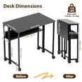 thumbnail image 2 of Folding Desk Small Rolling Desk with Storage Shelf,24.8 Inch Foldable Computer Table for Small Spaces, Space Saving Sofa Table with Wheels for Home Office, Study, Easy Assembly, Black, 2 of 8